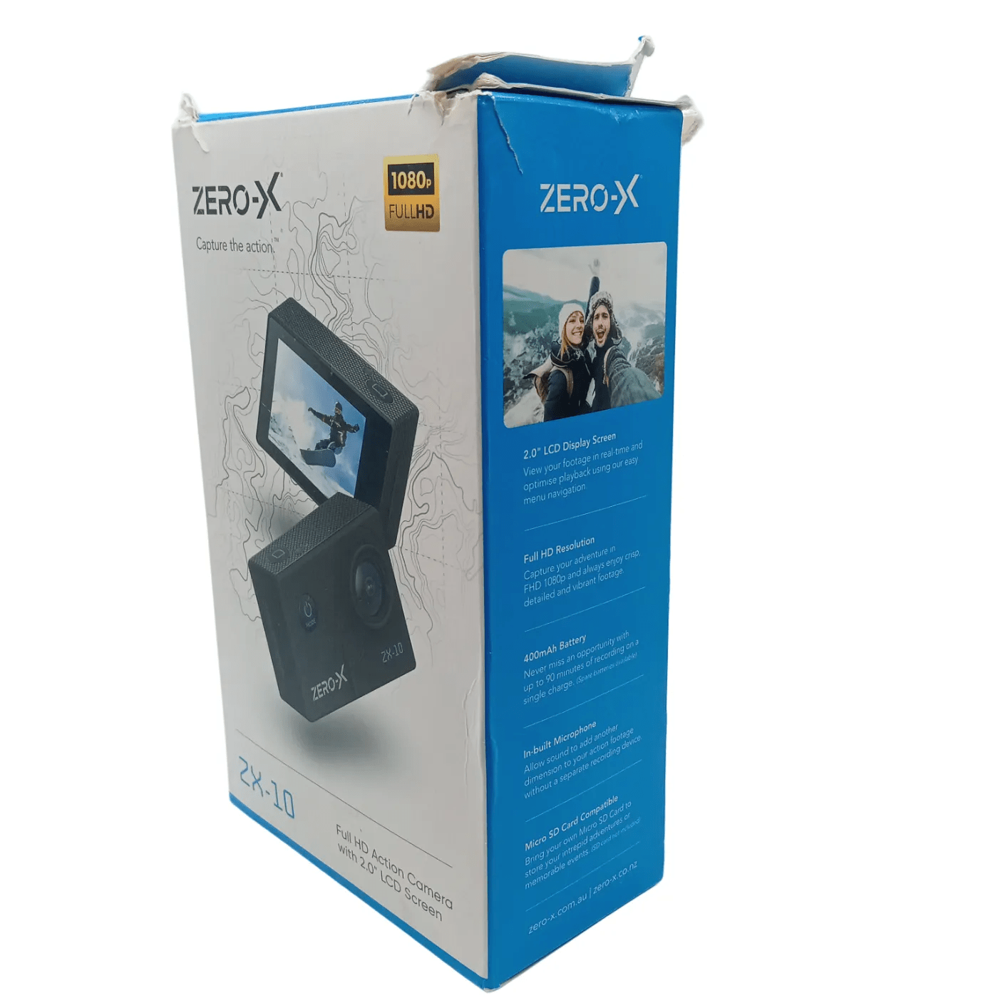 Zero-X ZX-10 Action Camera Black in Box with Case, Mount & Charger  (WR)