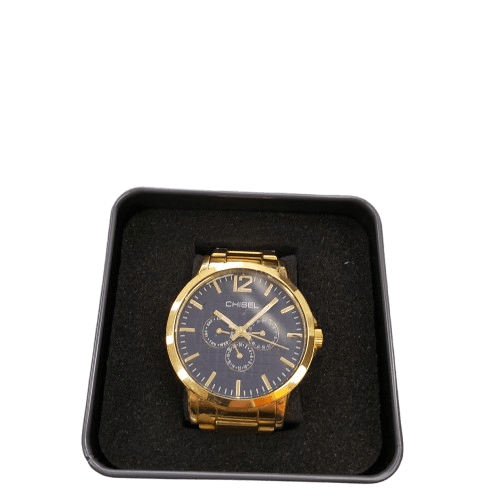 Men’s Chisel Watch, Gold/Blue, Excellent Condition With Metal Tin (CP 1346488)