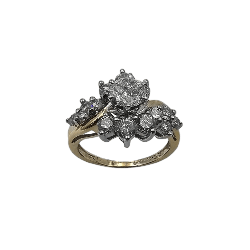 Ladies 14ct Yellow Gold Trillian & Brillaint Cut Diamond Ring 1.86 TDW M WIth Valuation (MR)