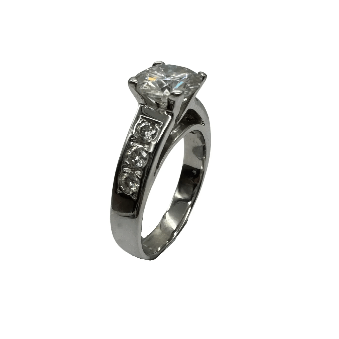 Ladies 18ct White Gold 7 Stone Synthetic Moissanite Ring K 5 1/2 With Valuation (WR 1312409)