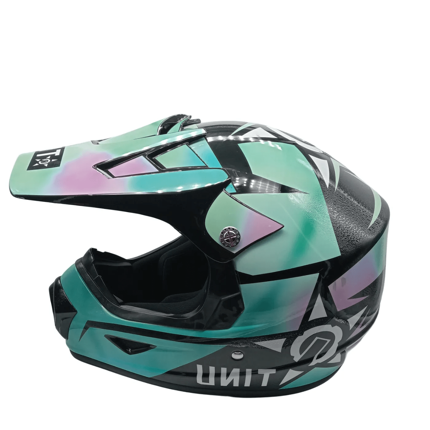 UNIT Riders Youth Helmet Sky High PC-7 Black/Purple/Teal (WR 1351366)