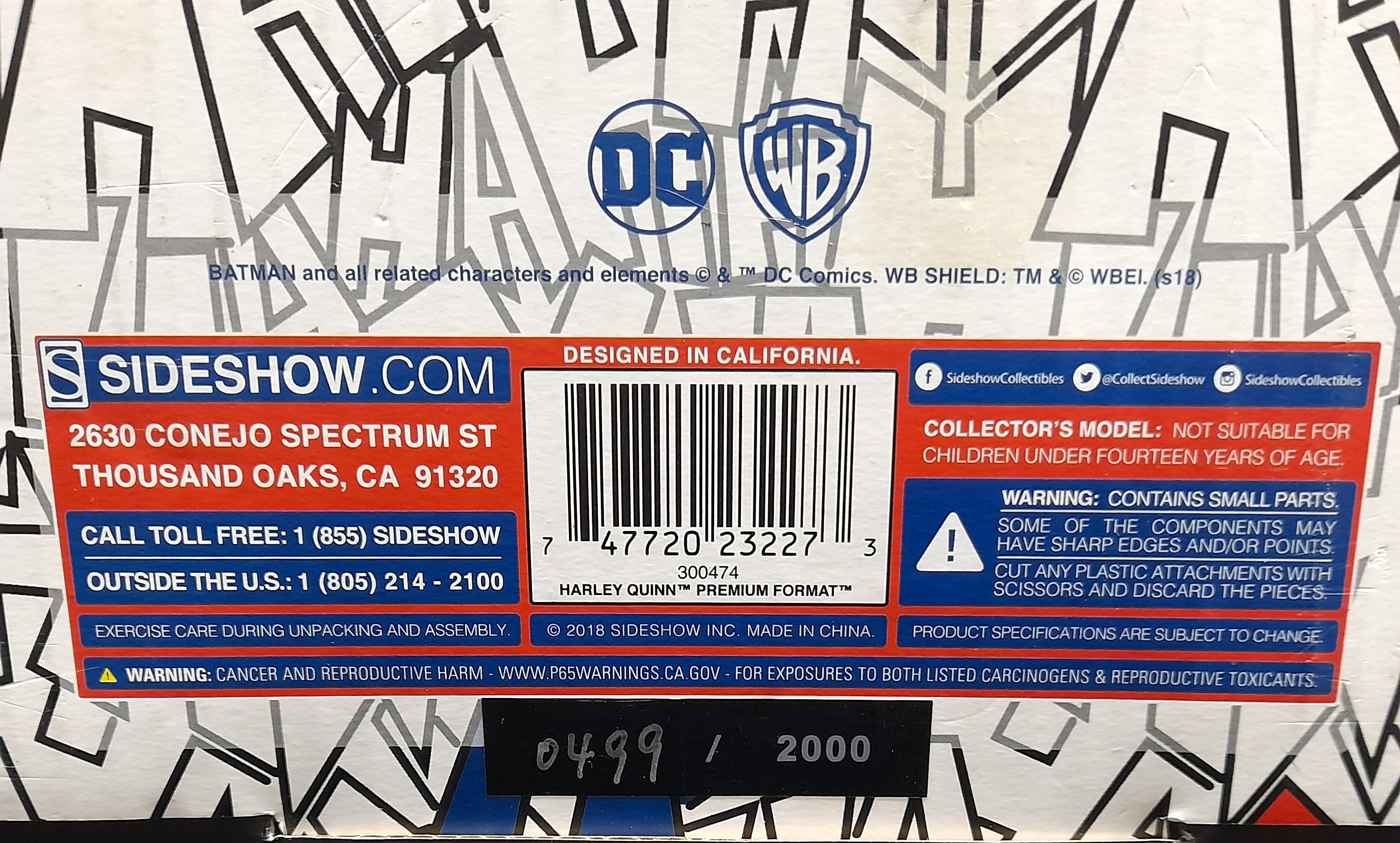 Sideshow Premium Format Harley Quinn Collector’s Limited Edition Figure 499/2000
