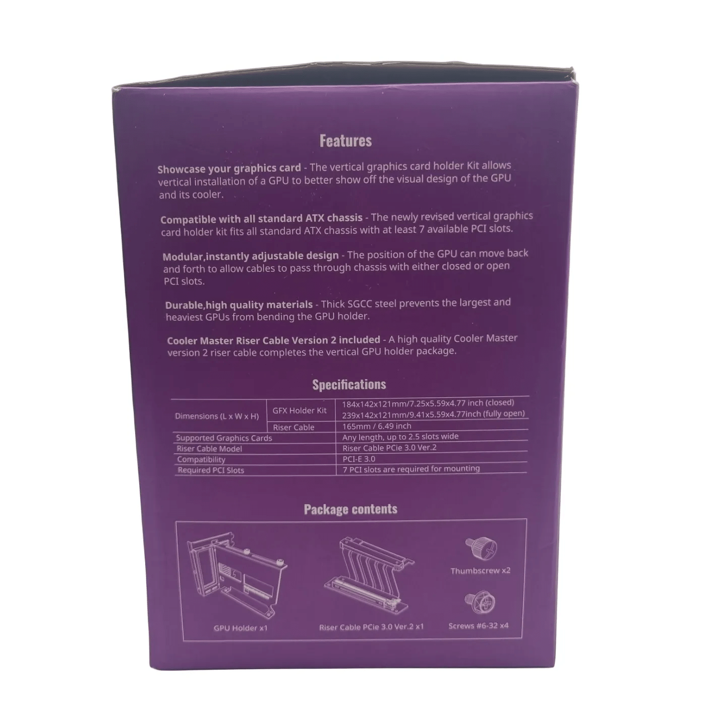 Cooler Master Black Universal Vertical Graphics Card Holder Kit V2 – In Box