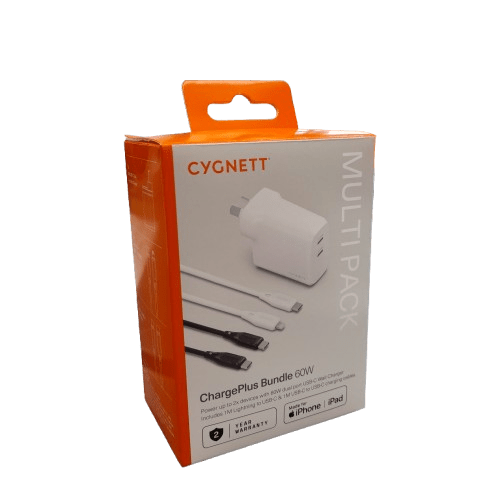 Cygnett ChargePlus 60W Dual Wall Charger 1m White – (LN)