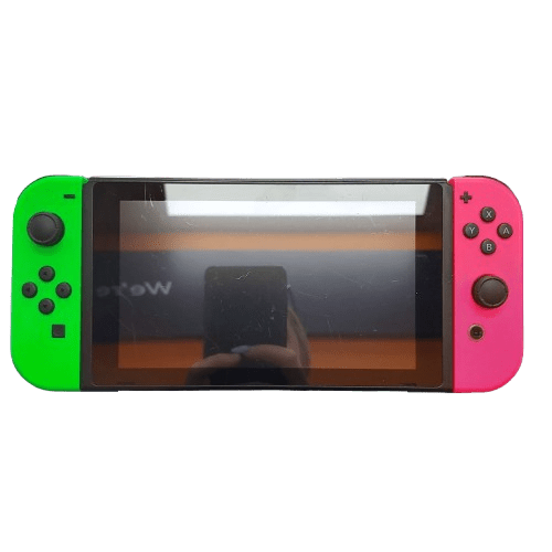 Nintedno Switch Hac-001 Green / Pink Joycons With Charger And Case, No Dock