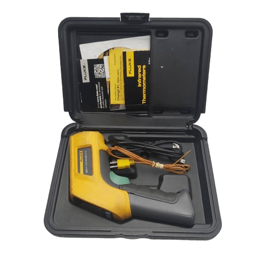 Fluke 568 IR Thermometer, Yellow, Good Condition Some Dirt, With Hard Case, USB Cable, K-Type Thermocouple Probe, Manual (NA 1284556)