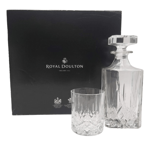 Royal Doulton Seasons Crystalline Decanter Set – Decanter & 6 Tumblers (Boxed) – Pickup Only