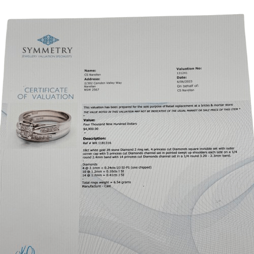 Ladies 18ct White Gold 28 Stone Diamond 2 Ring Set 0.75ct TDW O 7 1/4 With Valuation (WR)
