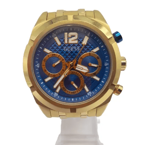 Guess Resistance Gold Multi-Function Blue Faced Watch With Bracelet GW0714G2