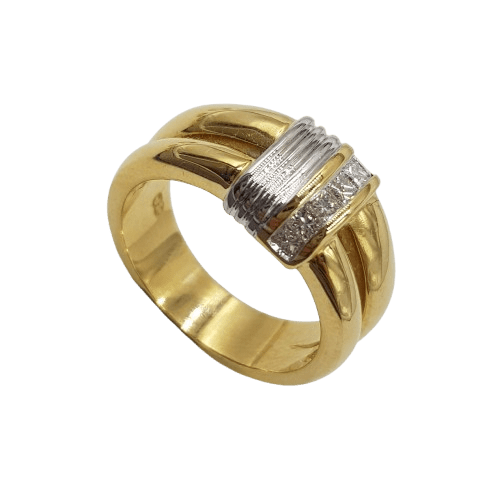 Unisex 18ct Yellow & White Gold Princess Cut Diamond Ring 0.21ct TDW N With Valuation