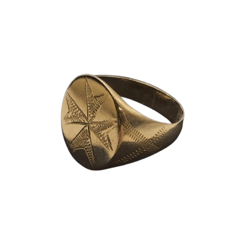 Men’s 18ct Yellow Gold Ring 9.3g with Etched Maltese Cross