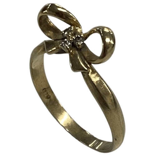 Ladies 9ct Yellow Gold Bow Ring Size 6