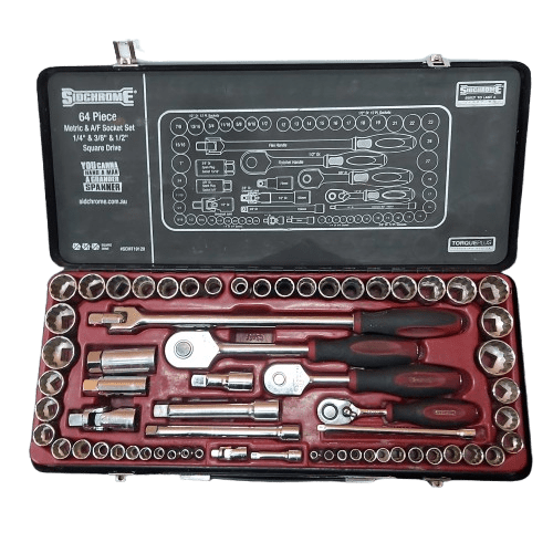 Sidchrome 64 Piece Metric AF Socket Set 1/4 + 3/8 Square Drive (CP)