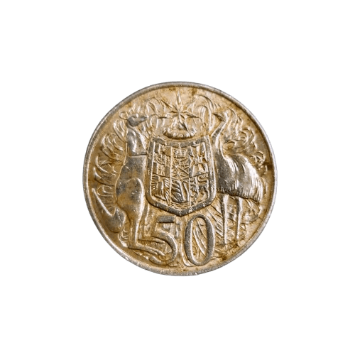 1966 Round 50c Australian Silver Coin – 80% Silver (GE 1348179)