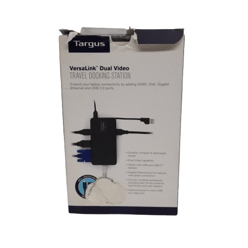 Targus DSU100US VersaLink Dual Video USB 3.0 & USB-C Dual Travel Dock Like New (MR)