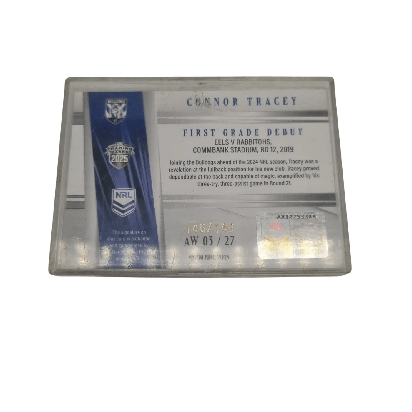 NRL Traders Collectors Card – Connor Tracey Authentic Signature (WR 1355546)