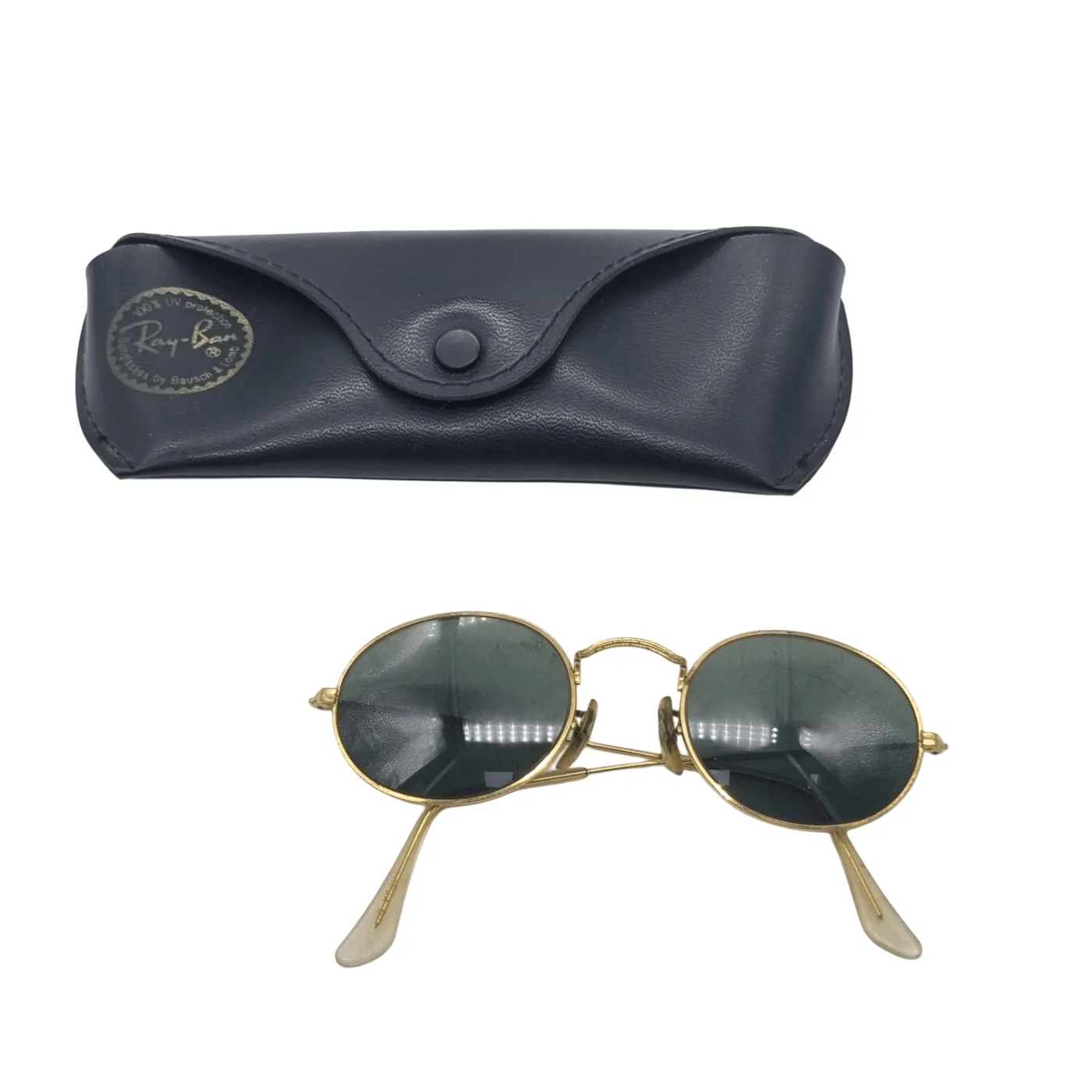 B&L Ray-Ban USA Gold Oval Sunglasses – Vintage Gold Frame in Case Made in USA – Includes Original Case (WR 1343789)