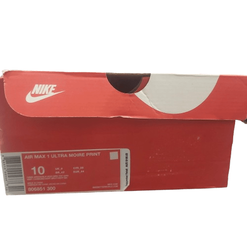 Men’s Nike Air Max 1 Ultra Moir, Size US10/UK9/EUR44, Camo Black/Green, Excellent Condition, With Box