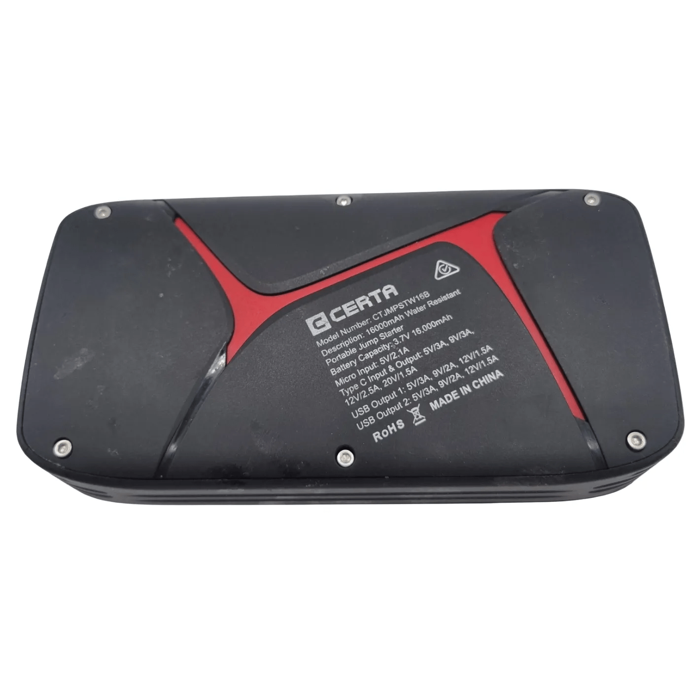 Certa 16000mAh Water Resistant Portable Jump Starter + Case + Jumper Cables