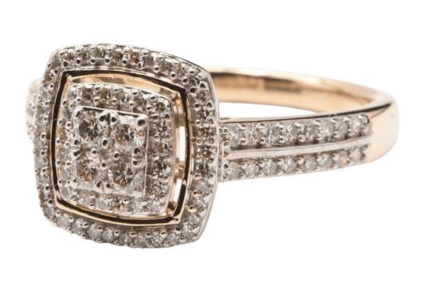 Ladies 9ct Yellow Gold Brilliant Cut Square Cluster Ring 0.50ct TDW O With Valuation (MR)