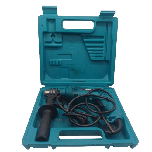 Makita Hammer Drill HP1500, 240v Corded, Blue, General Wear With Engraved Number + Sharpie, With Handle + Hard Case (LE 1356287)