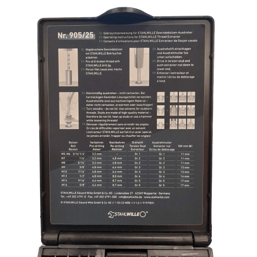 Stahlwille 96713025 905/25 Stud Remover Set, Excellent Condition, In Hard Case