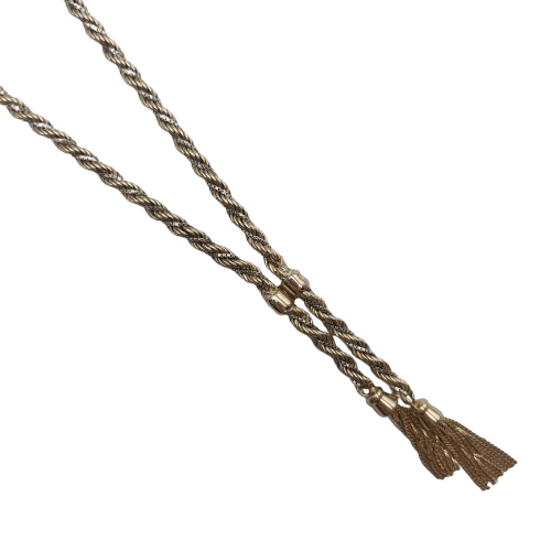 14ct Yellow & White Gold Twisted Rope Necklace – 23.7g, 45cm, Stamped 585, Serpentine Tassels