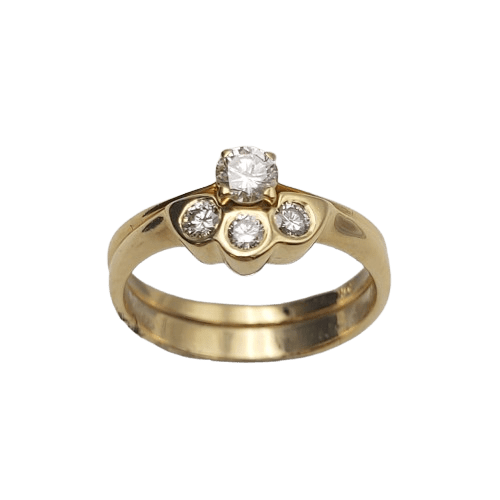 Ladies 18ct Yellow Gold Round Brilliant Cut Diamond Ring, Curved Scallop Shape Setting, 0.39ct TDW, Size J – With Valuation