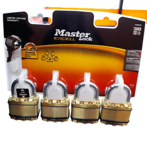 Master Excell 1 Inch Padlocks & Keys Set X4 Pack P31710