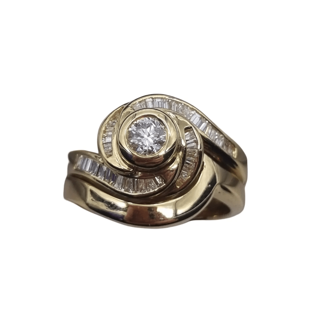 18ct Yellow Gold 8.99g 42 Stone Diamond Two Ring Set – Size 6-6.5 + Val Certificate