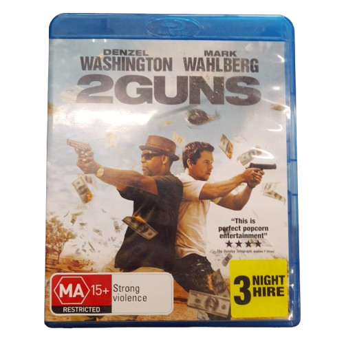 2Guns Bluray, Excellent Condition, With Case, 3 Night Hire Sticker On Front Cover
