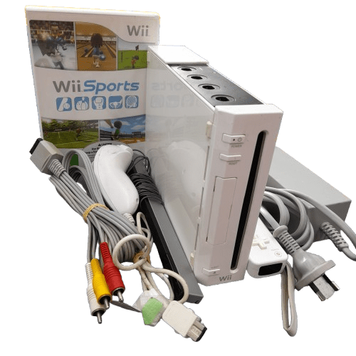 Nintendo Wii RVL-001 White With Controller And Power Cord AV Cable And Sensor Bar