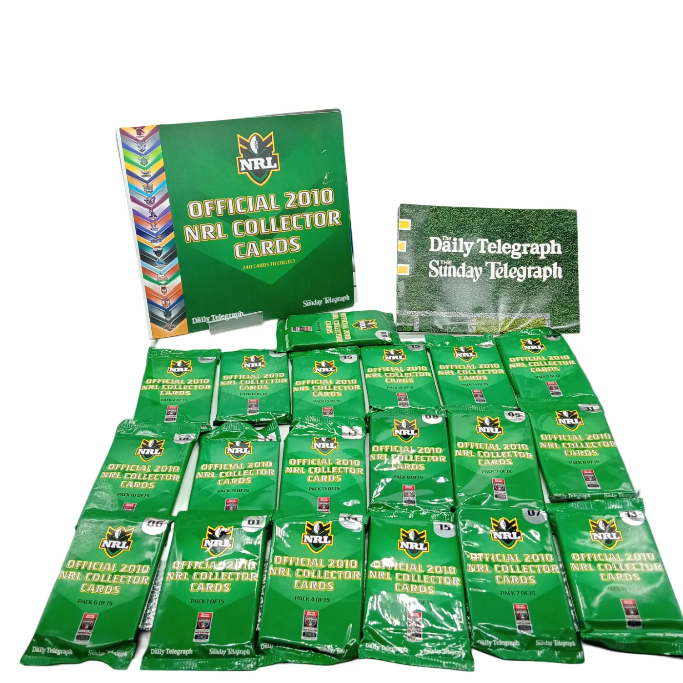 Daily Telegraph NRL Cards 2010 – Full Set in Green Collector Folder with Packets   (WR 1323991)