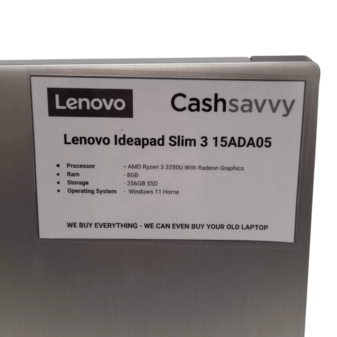 Lenovo Ideapad Slim 3 Laptop + Charger – AMD Ryzen 3 3250U With Radeon Graphics / 8GB RAM / 256GB SSD / Windows 11 Home (WR 1351444)