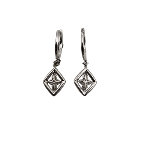 Ladies 18ct White Gold Clae Set Diamond Drop Hoop Earrings 1.03ct TDW With Valuation (MR)