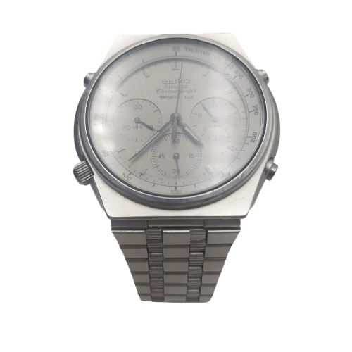 Men’s Seiko Ghost Gray Watch – Sports 100 Quartz Chronograph
