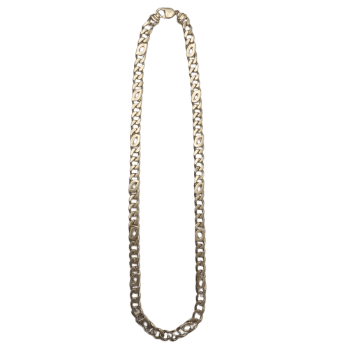 Solid 9ct Yellow Gold Figaro Chain – 60cm Length, 1cm Wide, 114.9g