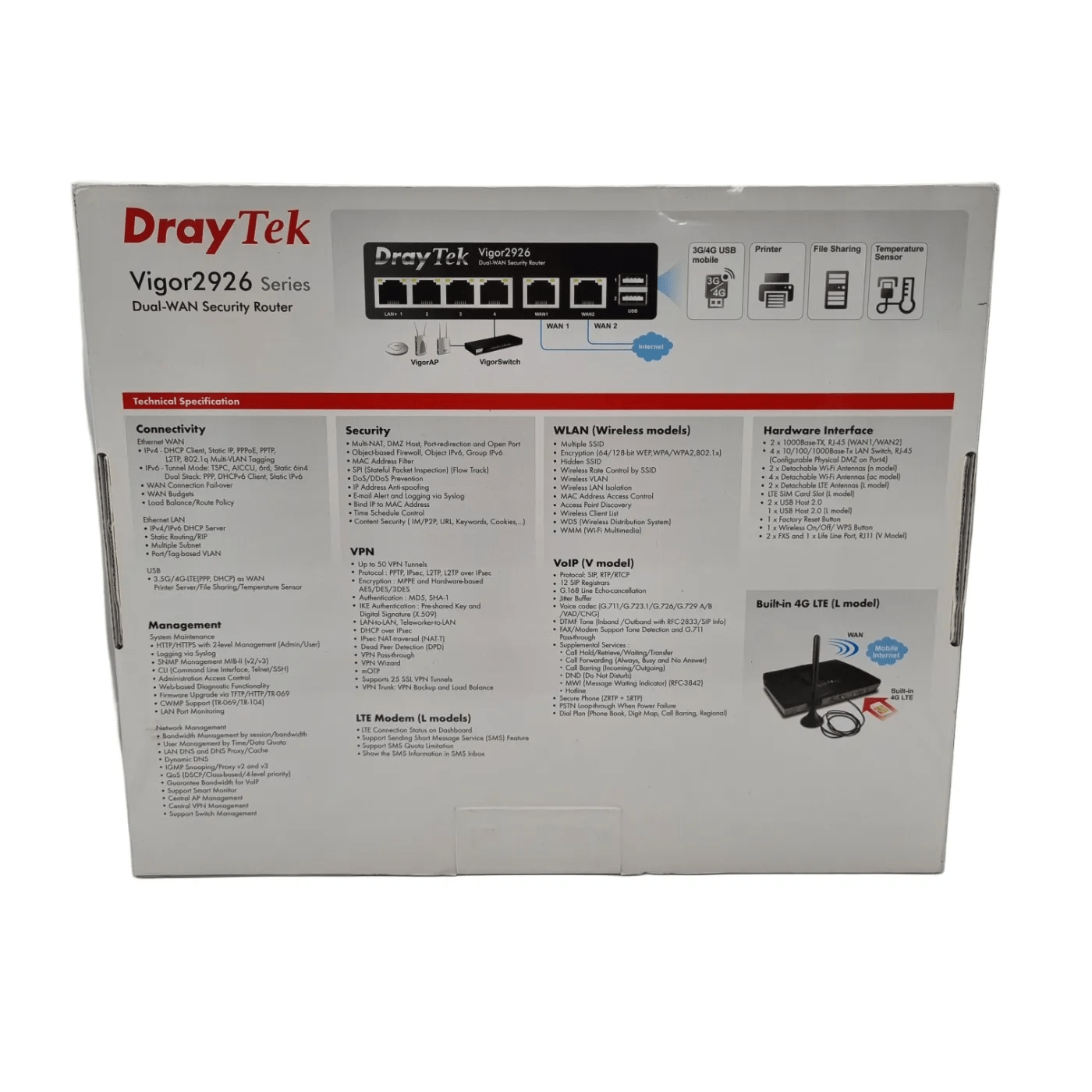 DrayTek Vigor 2926 Router – Black, In Box + Power Cable (WR 1349382)