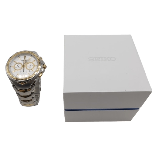Mens Seiko Watch 7T12-0DF0 With Box And Spare Links (WR-1348157)