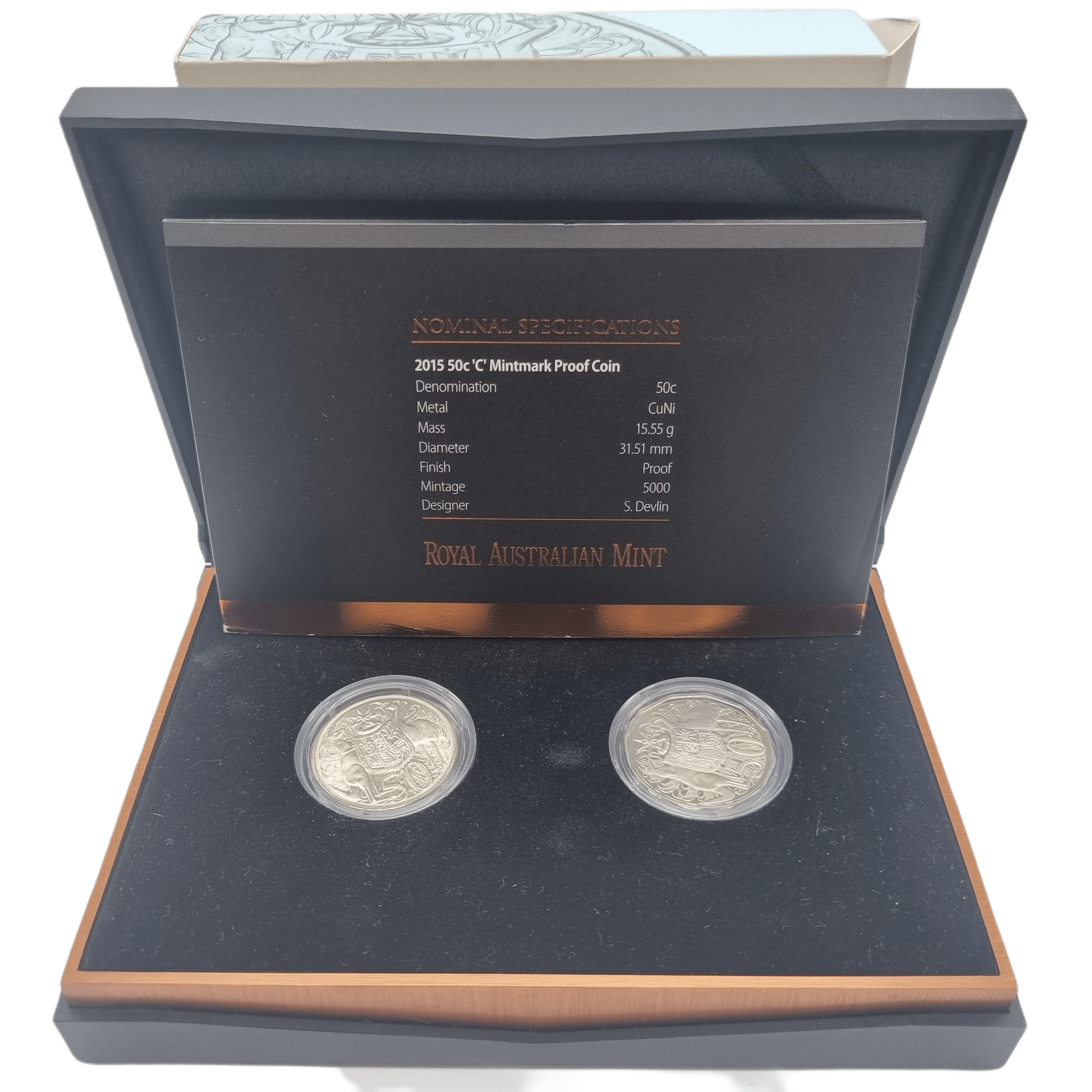 Australia 1965-2015 50.50 50th Anniversary of the Royal Australian Mint 50 Cent Two Coin Set