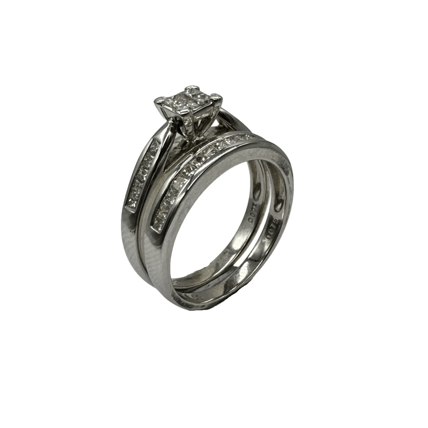 Ladies 18ct White Gold 28 Stone Diamond 2 Ring Set 0.75ct TDW O 7 1/4 With Valuation (WR)