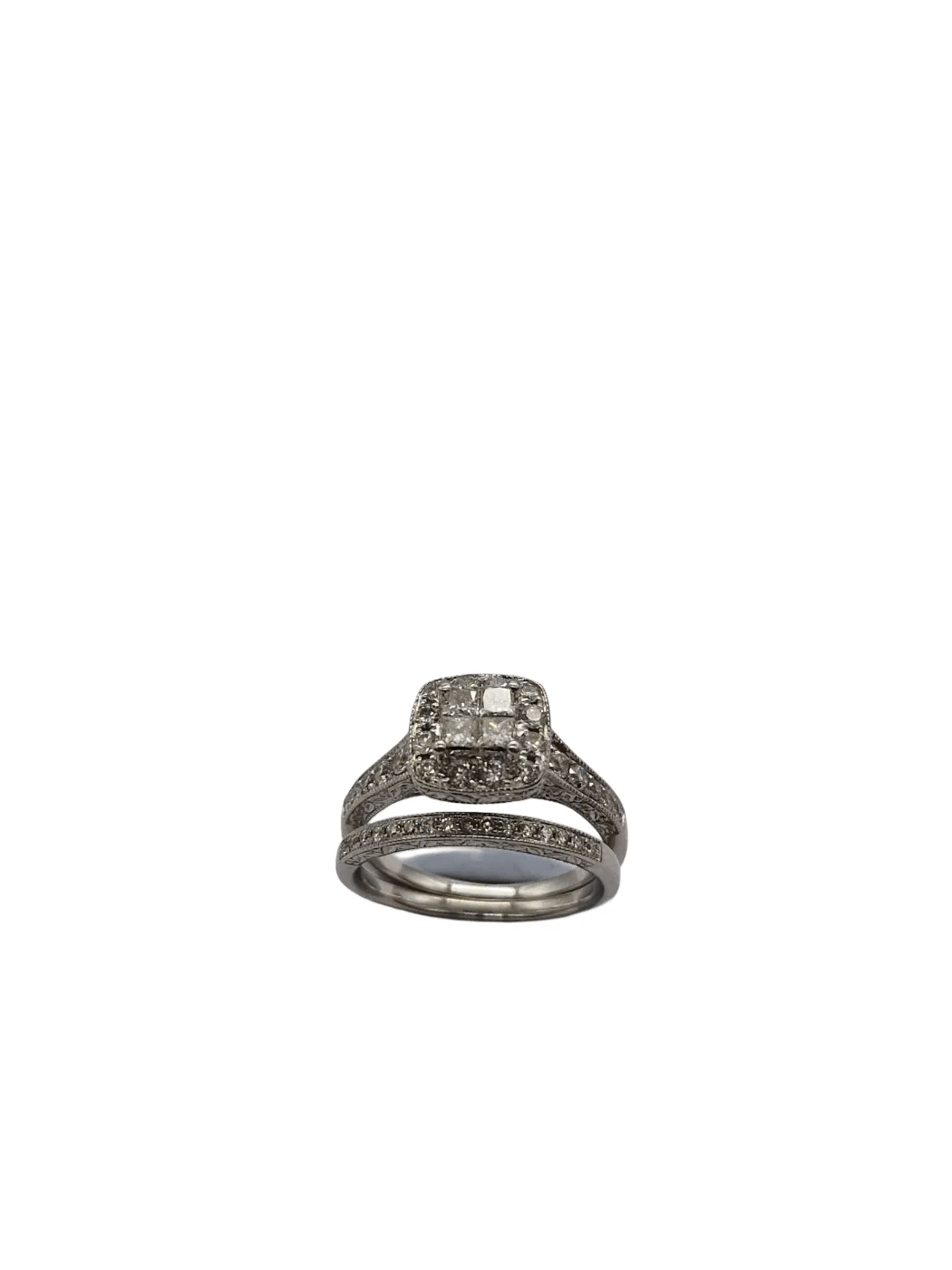 Ladies 18ct White Gold 41 Diamonds 2 Piece Set Round Brilliant Cut 1.00CT TDW P 8 with Valuation (WL)