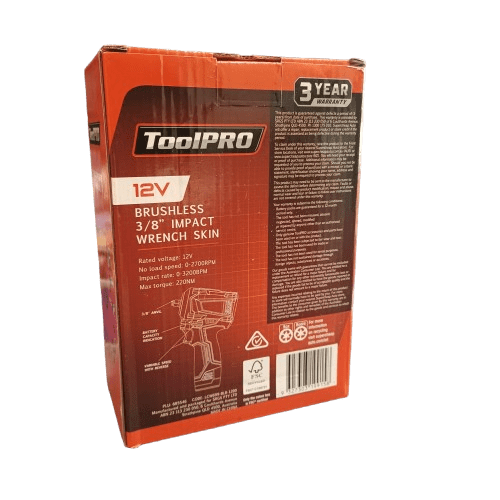 ToolPRO 12V Brushless 3/8″ 200Nm Impact Wrench Skin (lel)