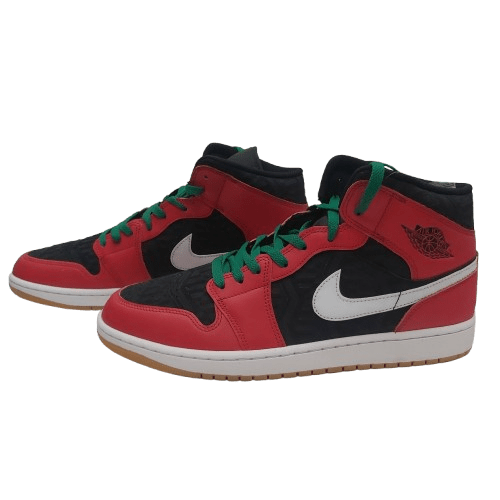 Nike Air Jordan 1 Mid SE – Size 13 Black Fire Red White Malachite (With Box) 2022 – ‘Christmas’