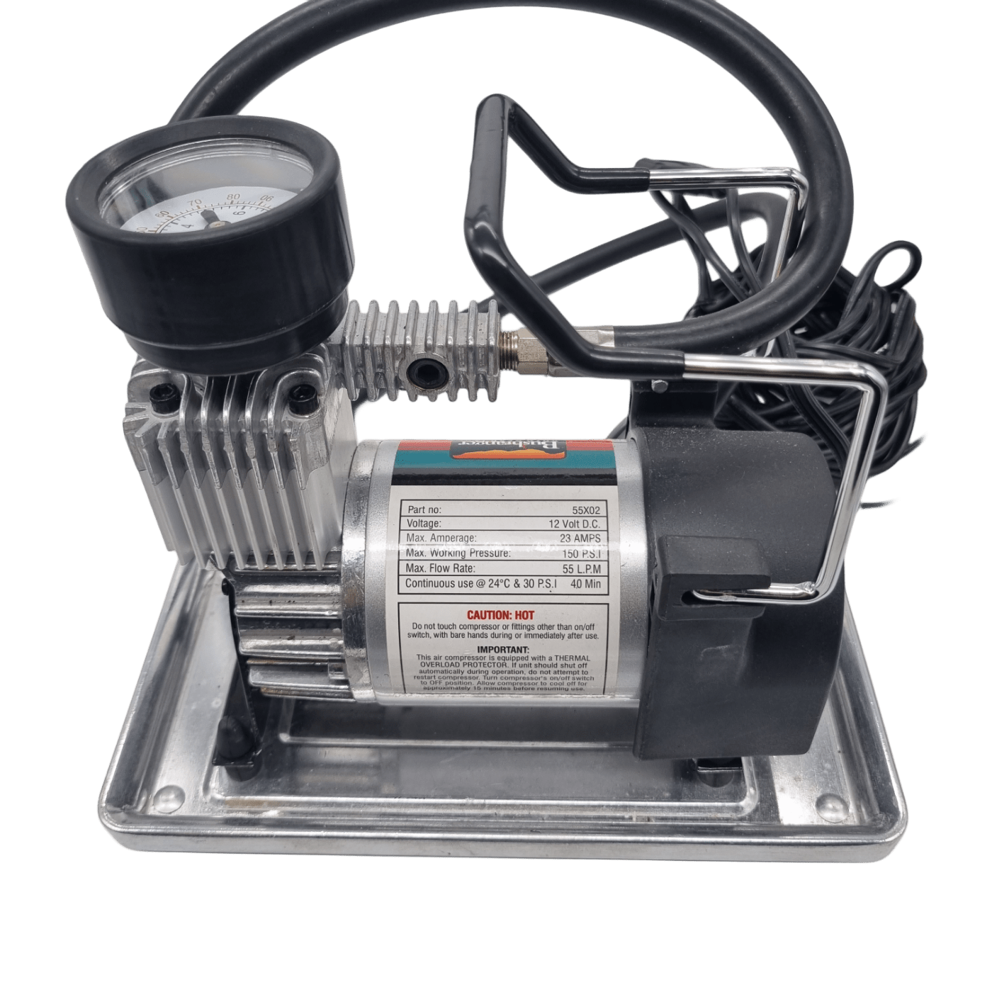 BUSHRANGER AIR COMPRESSOR 55X02 + Carry Case + Lead + Spare Pressure Reader