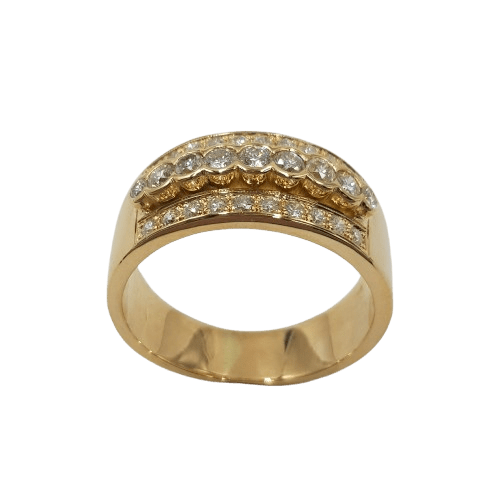 Unisex 18ct Yellow Gold 29 Stone Brilliant Cut Diamond Ring 0.87ct TDW V With Valuation