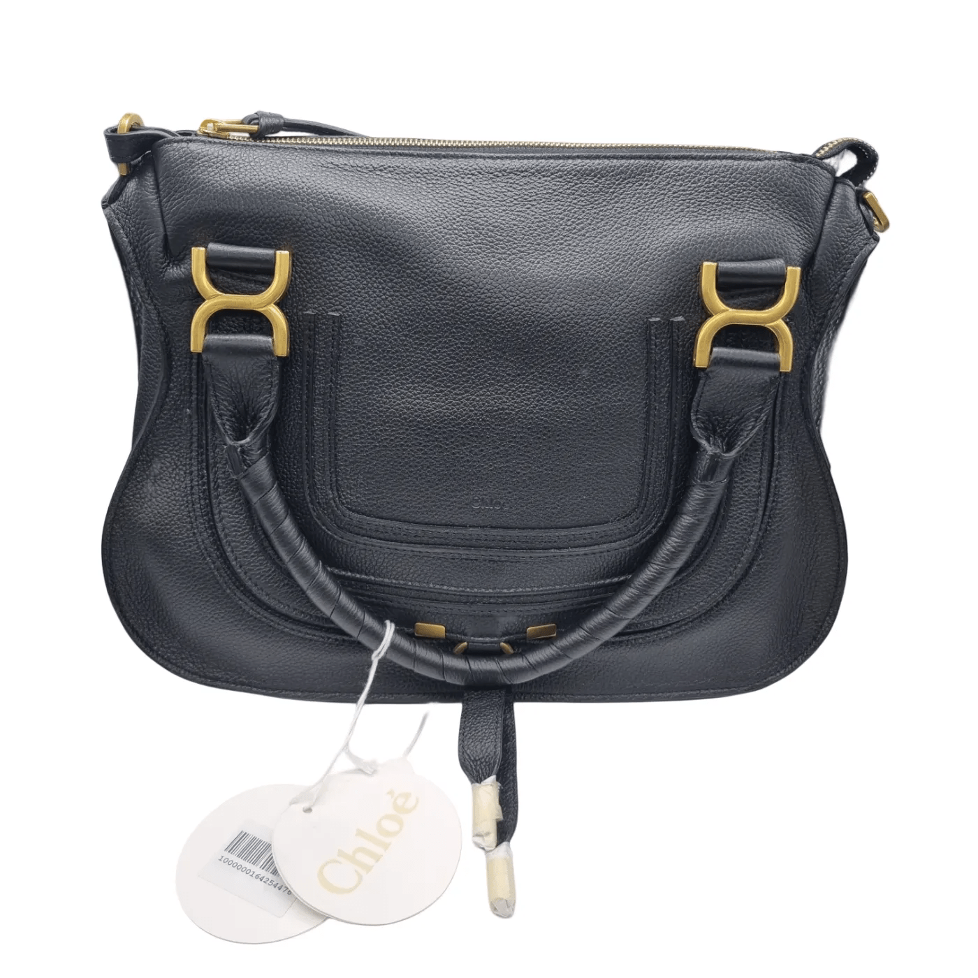 Chloé Marcie Medium Double Carry Bag – Black Leather + Box + Dustbag + Invoice (RRP: $3,360)