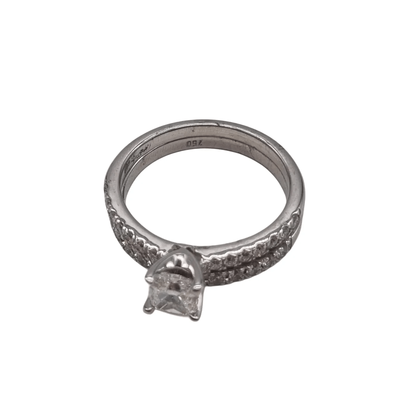 18ct White Gold 6.36g 31 Stone Diamond Two Ring Set  – Size 6.5 + Val Certificate