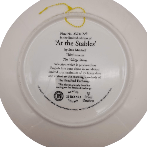 Royal Doulton At the Stables by Stan Mitchell Fine Bone China Bradex Collector’s Plate – Made in England