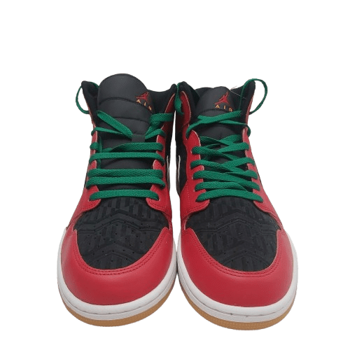 Nike Air Jordan 1 Mid SE – Size 13 Black Fire Red White Malachite (With Box) 2022 – ‘Christmas’